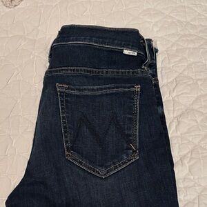 Mother Insider Step Crop Fray Indigo Denim Jeans